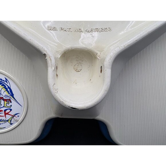 Vtg Braid Fishing Belt Rod Holder Adjustable Fighting Waist Belt Padded White - Picture 5 of 14